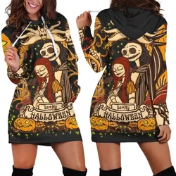 Jack Skellington Hoodie Dress Sweater Fashion Disney Dress Sweatshirt Dress 3d Allover Printed Hoodie for Women