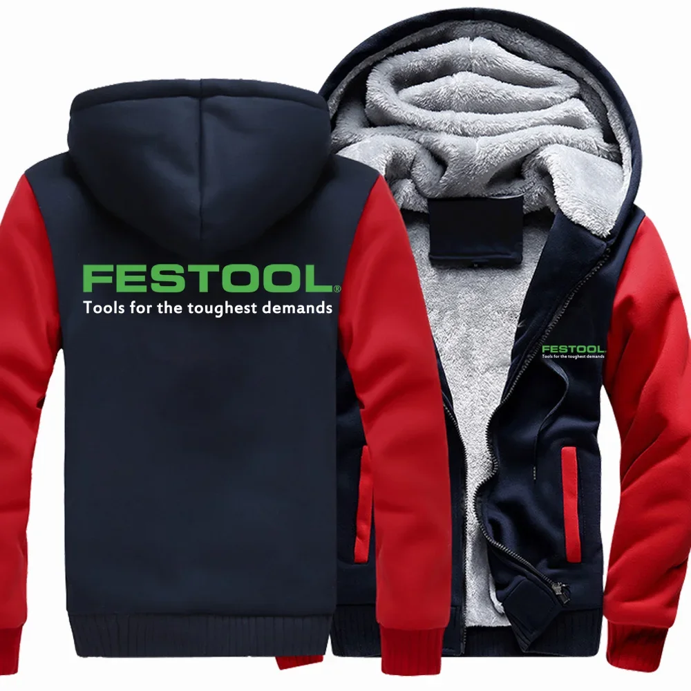 New Winter Men Fashion Festool Tools Logo Hoodies Jacket High Quality Casual Wool Liner Fleece Sweatshirts Male Hoody Coat