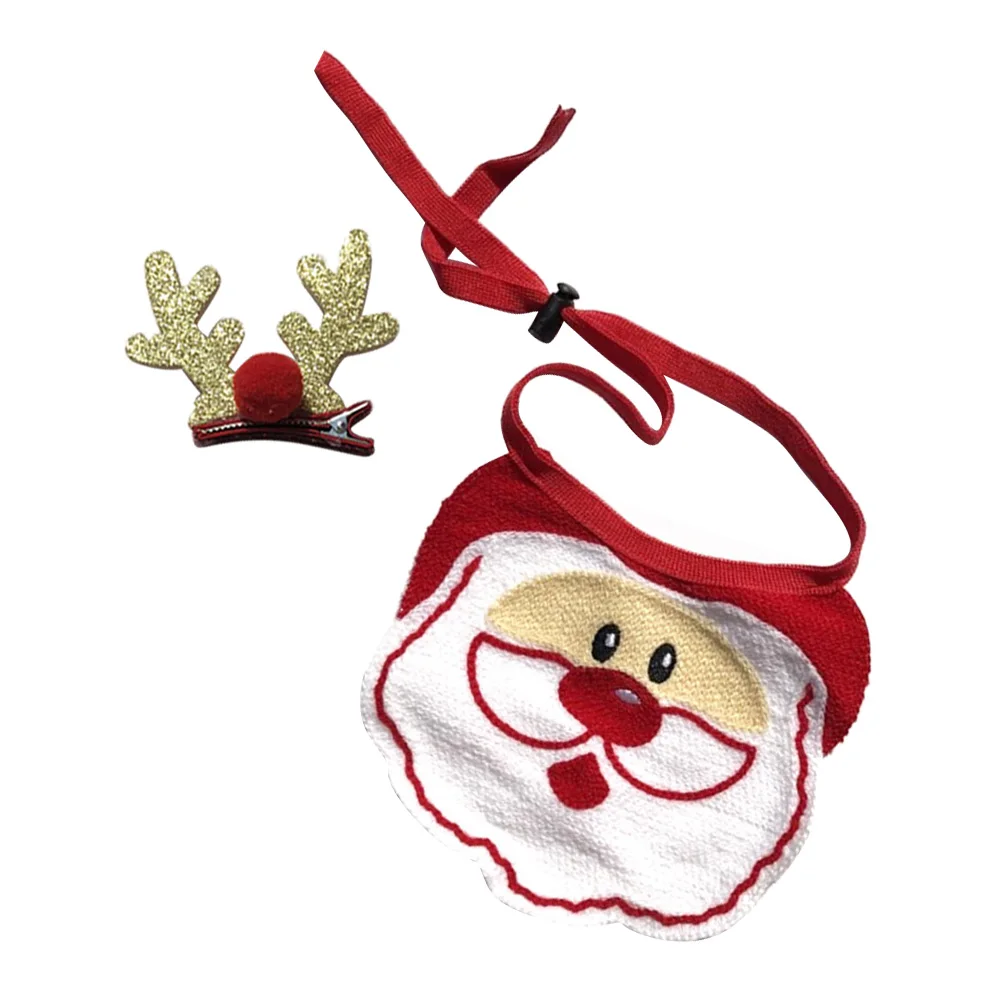 

2Pcs Christmas Pet Bib Dog Collar Decor Cartoon Pattern Design Adjustable Length Suitable for Most Pets Dog Collar Bib