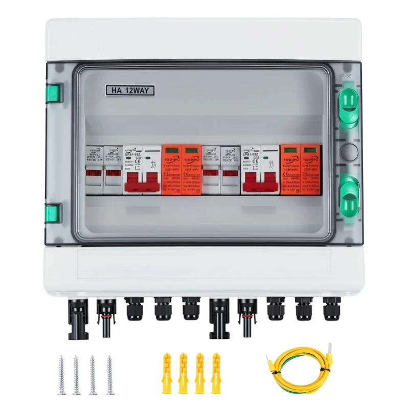 500V Zwei-Ein-Zwei-Aus-Solar-Photovoltaik-DC-Combiner-Box, wasserdichter Outdoor-Sicherungs- und Überspannungsschutz-Kunststoff-Spezialverteilerkasten