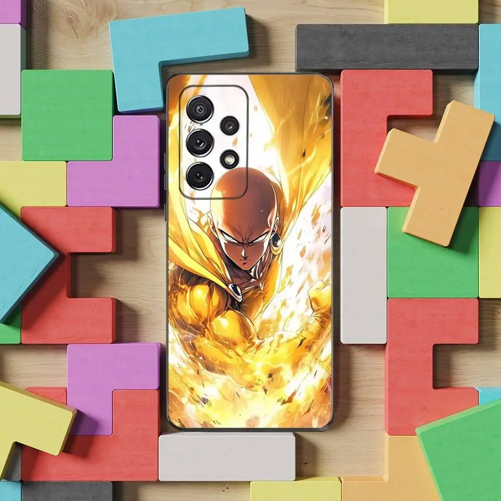 Capa de telefone One P-Punch M-Man S-Saitama para Samsung S25, S24, S23, S22, S21, S20, S10, Ultra, Plus, Lite, FE, capa preta de silicone macio