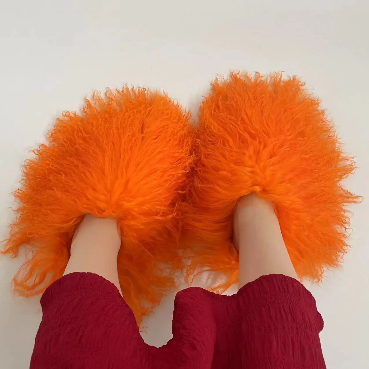 Factory Price New Designer Real Tan Sheep Fur Women Slides Slippers For Season With Customized Color