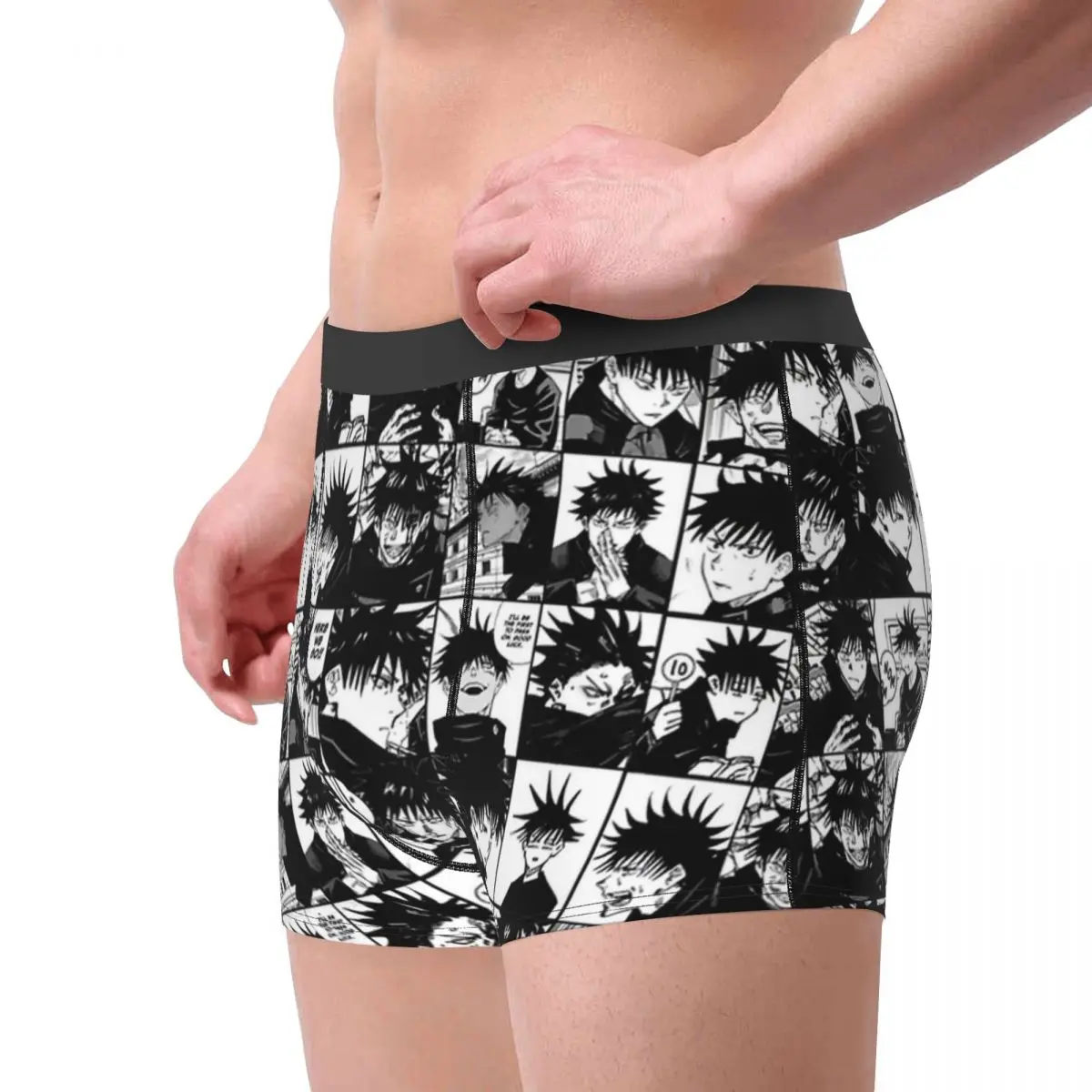 Jujutsu kaisen, fushiguro megumi manga colagem cuecas breathbale calcinha masculina cueca impressão shorts boxer briefs