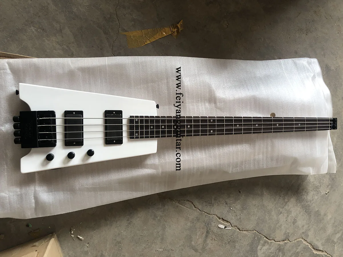 Portable Headless Electric Guitar, Portable Metal Music Travel, White Color, Any Style, Accept Custom,free shipping