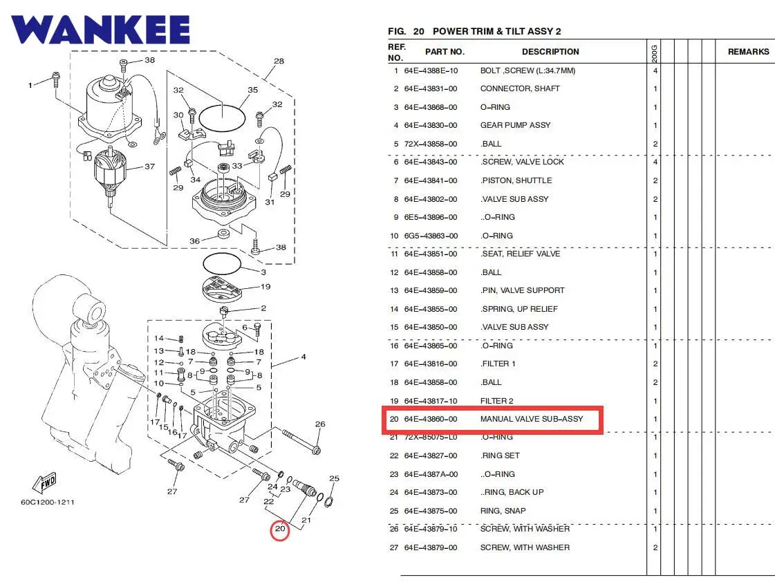 Manual Release Valve 56170-ZW1-702 56170-ZY3-013 56170-ZY9-003 For Honda Outboard Trim Tilt 75HP 90HP 115HP 150HP 200HP 250HP