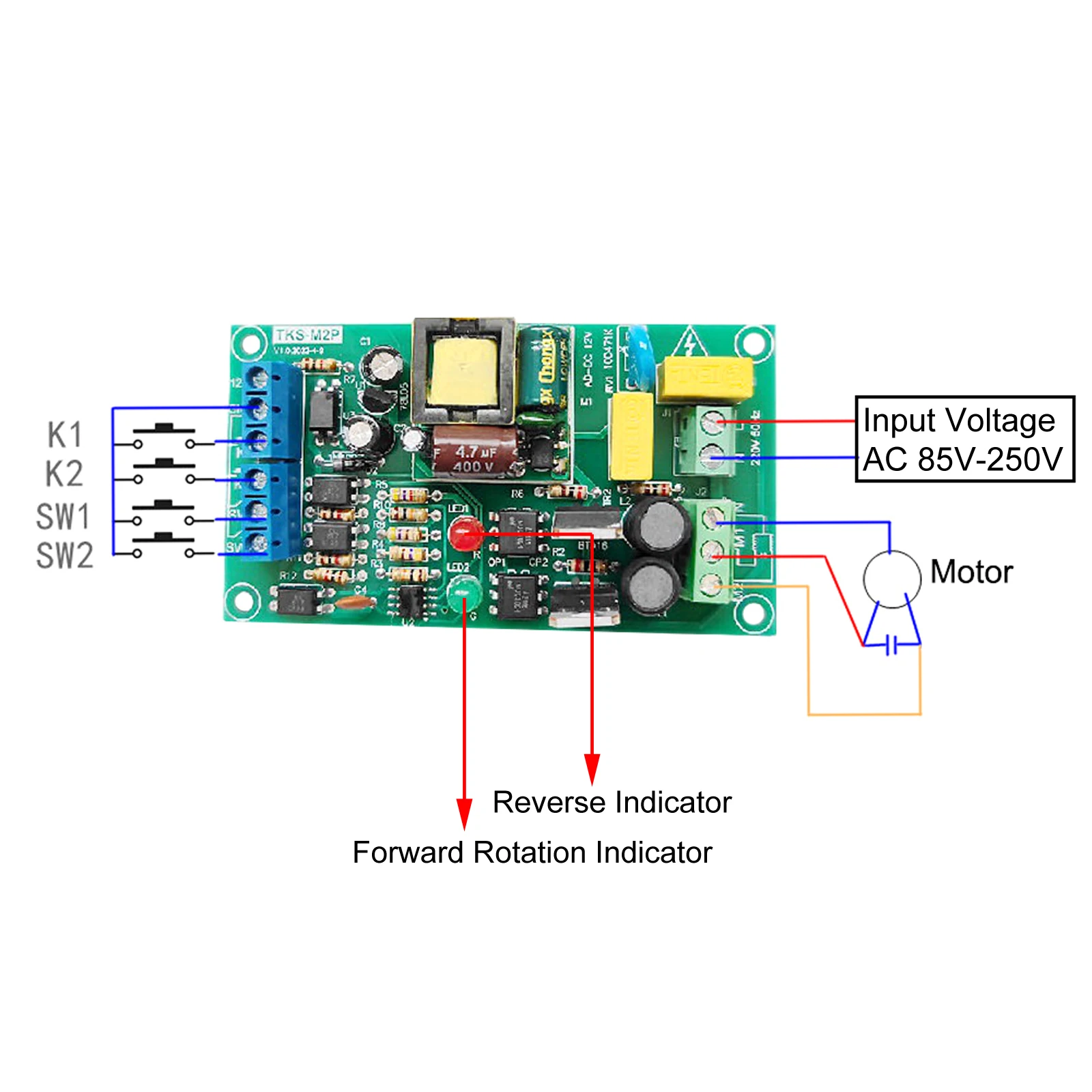 AC 110V 220V Motor Forward Reverse Controller 16A Motor Drive Module Limit Switch Lift Motor Thyristor Output