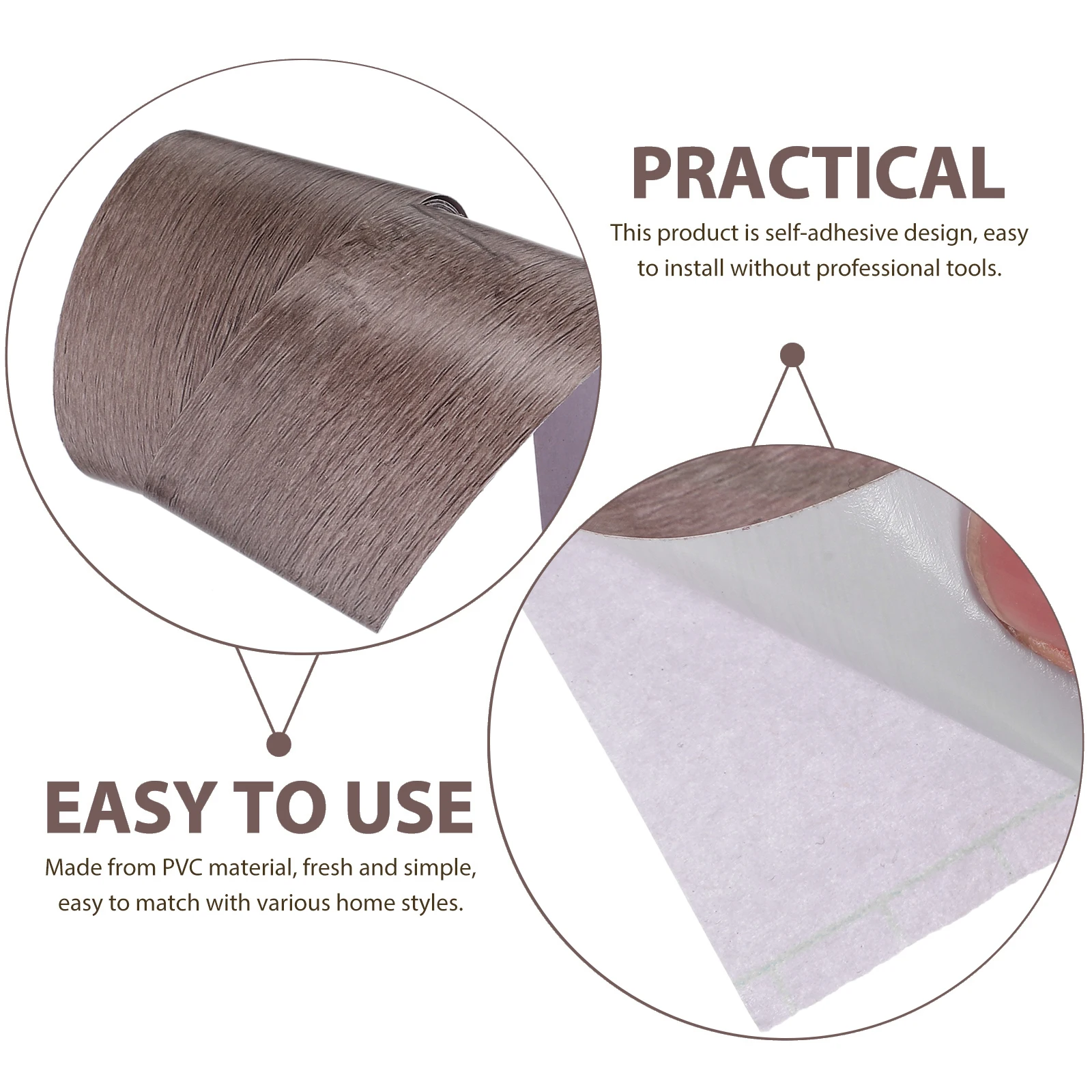 

Wood Grain Skirting Board Molding Trim Self Adhesive Peel Stick PVC Wall Decor Flexible Baseboard Sticker for Indoor Outdoor