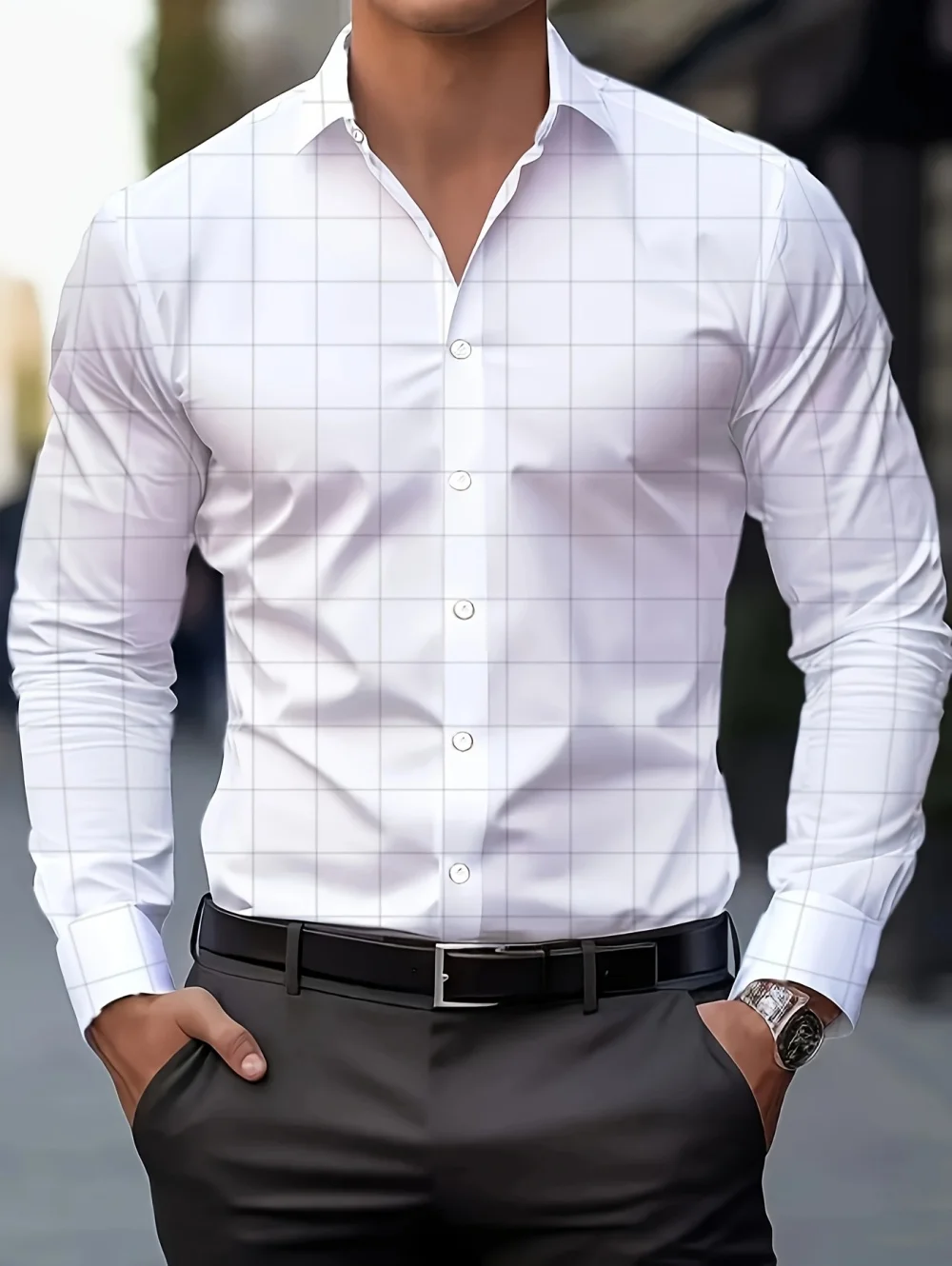

Men's Classic Grid Shirt 3D Digital Print Long Sleeves Tops Spring and Autumn Fashion Versatile Casual Quick-Drying Men's Shirts