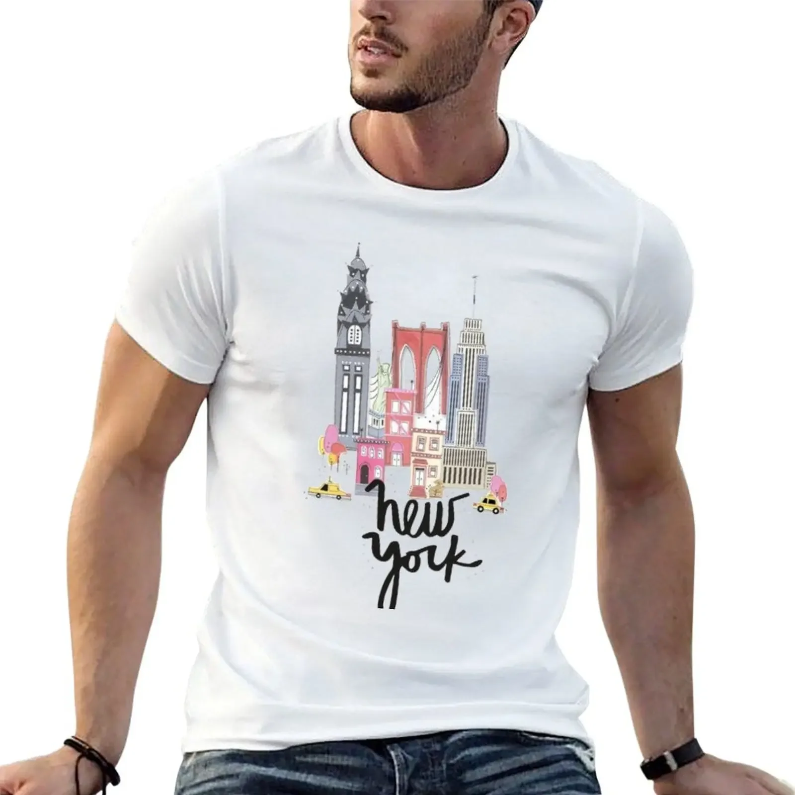 

illustration New york T-Shirt vintage clothes sweat plus size clothes mens t shirts casual stylish