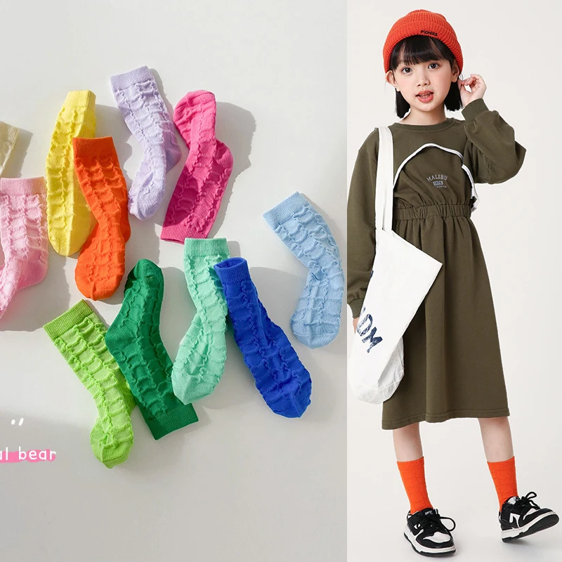 Chaussettes d'été pour enfants bonbons document doux mince Socks1-12Y filles garçons chaussettes bébé infantile coton chaussette 3 paires