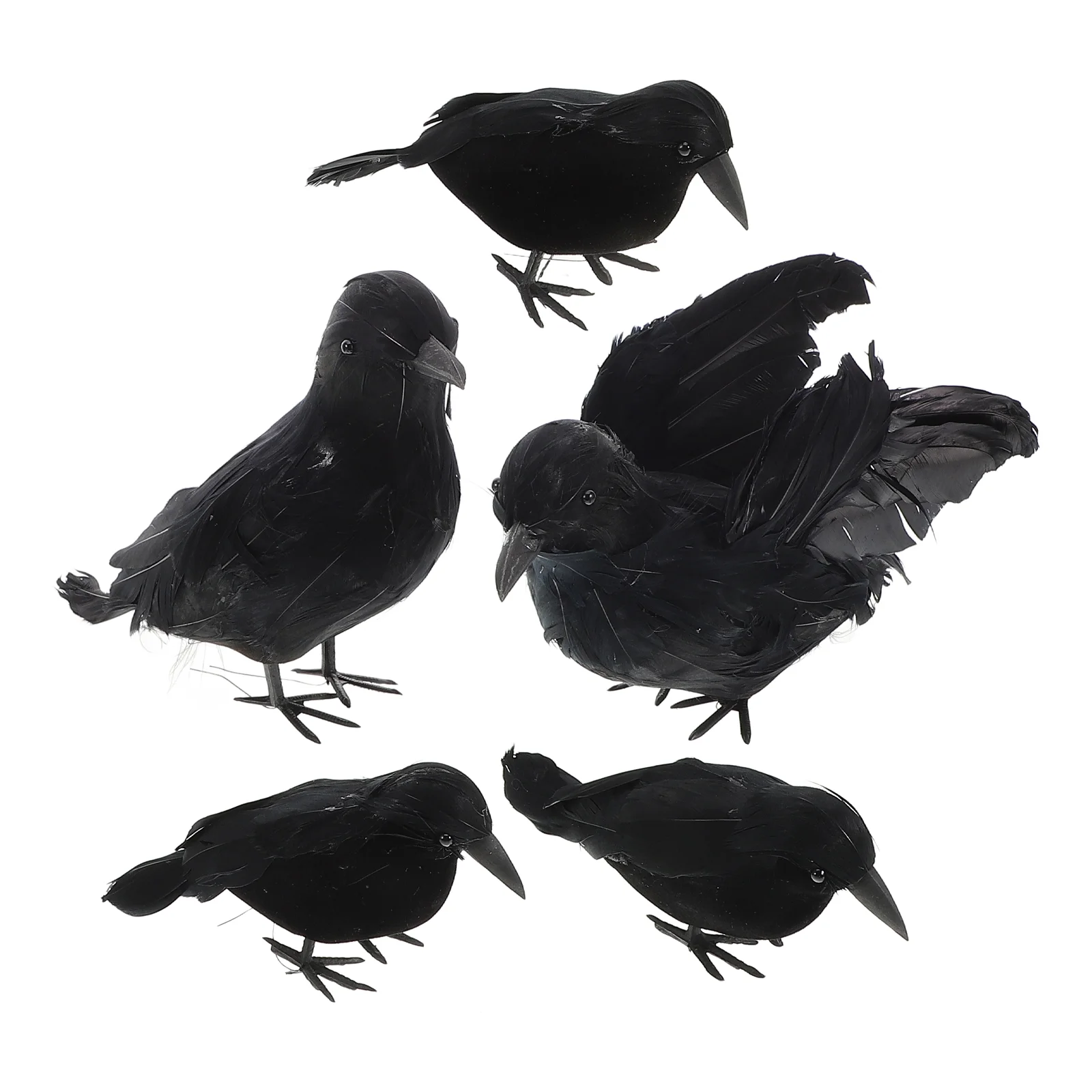

5 Pcs Halloween Crow Artificial Figurine Photo Props Outdoor Ornaments Decorations Atmosphere Bird Haunted House Fake
