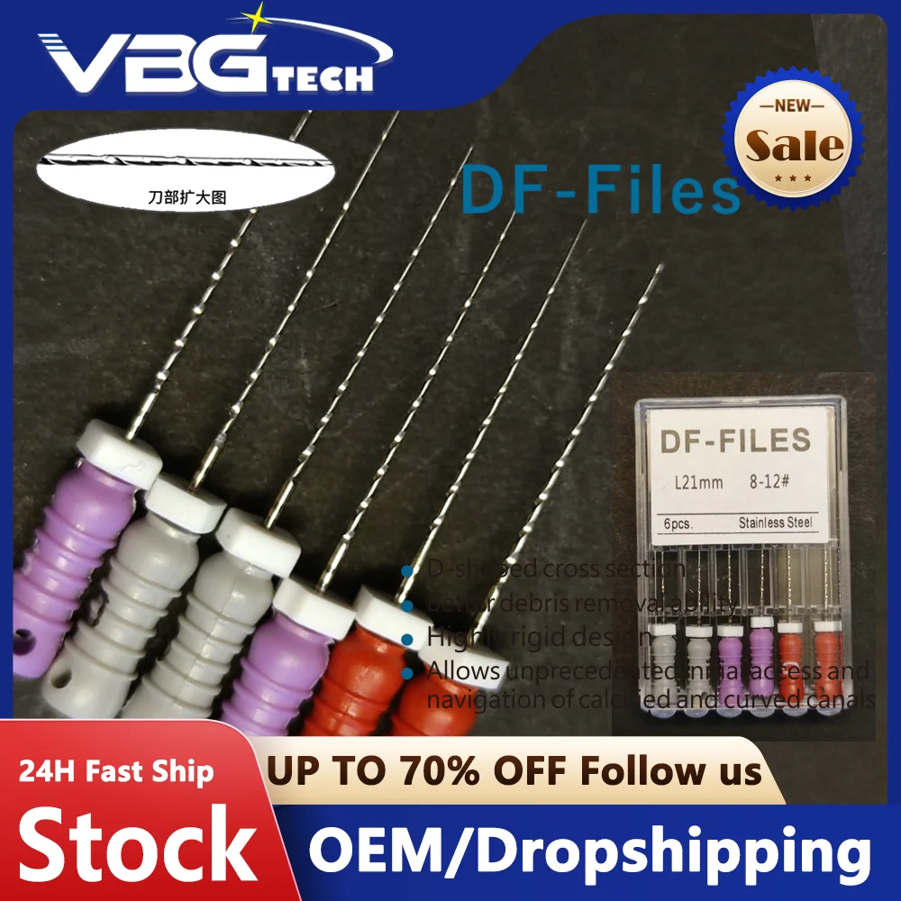 

6PCS/Box Dental Endodontic Endo Root Canal Files #6 #8 #10 25mm Hand Use Stainless Steel Dentist Dentistry D Finder Rotary File