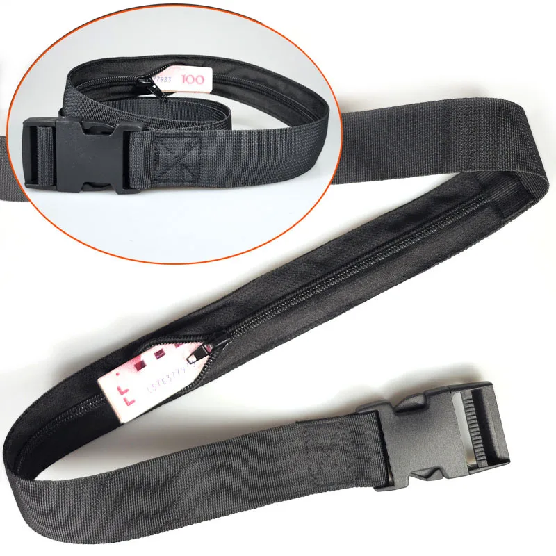 Lightweight Travel Hidden Cash Belt Outdoor Anti Theft Thin Waist Belt Zipper Belt Waist Packs Wallet Hiding Money Belt