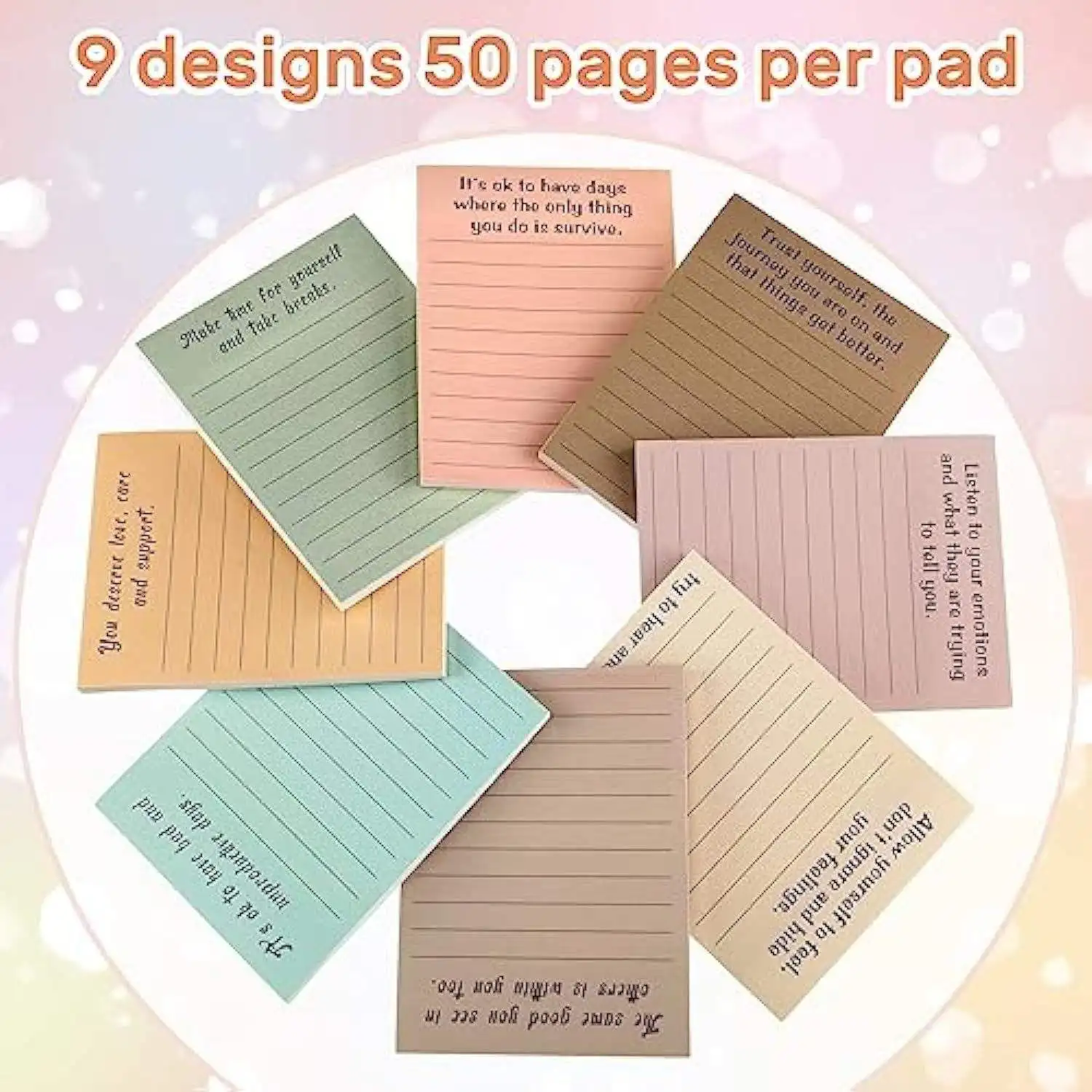 8 pz/set all'ingrosso Stock Mental Health Combo Planner Sticky Note Decoration Memo Pad autoadesivo per fare la lista