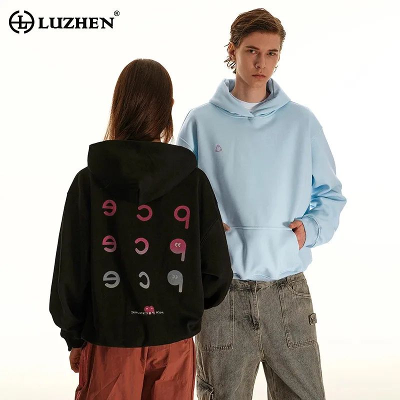 

LUZHEN Loose Fashion Sleeve Original Long Letter Hoodies Printed Pullover Men 2025 New High Quality Couples Clothes Tops JY6056
