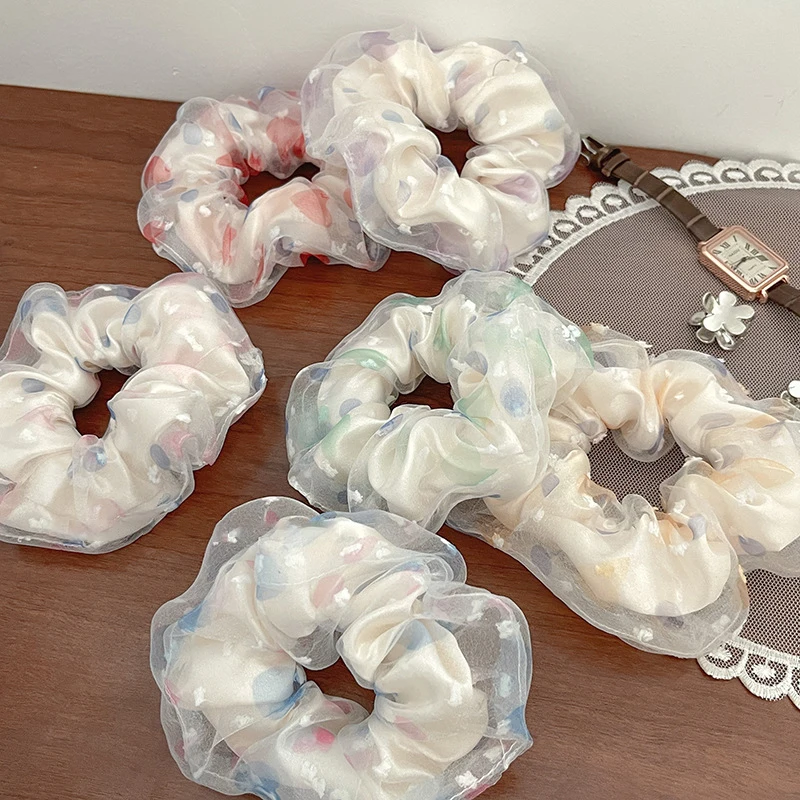 Summer Organza Scrunchies Mesh Korea Large Hair Scrunchie Women Elastic Hair Bands Headwear Chiffon Hair Rope Ties