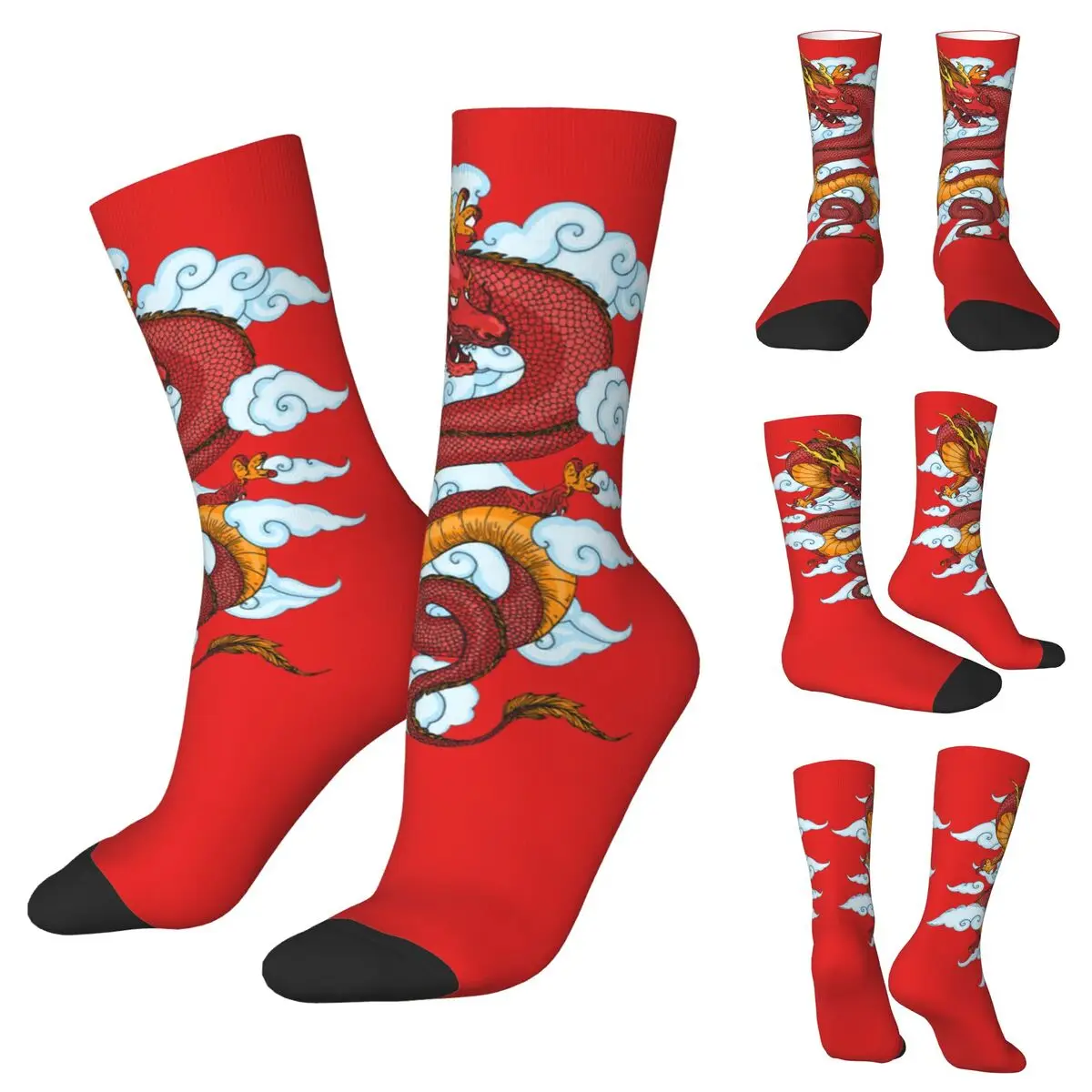 

Chinese Dragon Style Unisex Winter Socks Hiking Happy Socks Street Style Crazy Sock