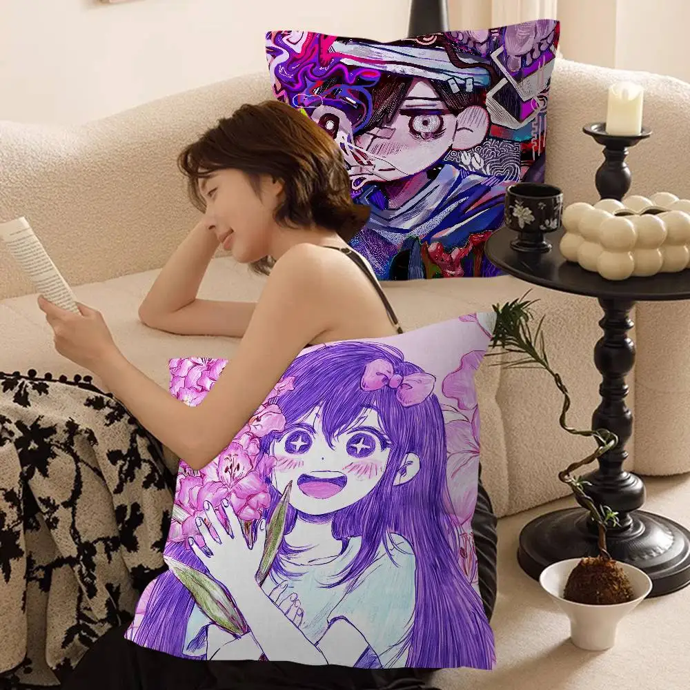Game Omori Sunny And Mewo Pillow Gift Home Office Decoration Pillow Bedroom Sofa Car Cushion CoverPillow Case