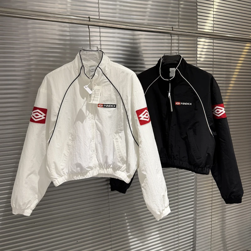American Retro Racing Car Patch Air Clip Cotton Short Wide Jacket Heavyweight Protocol Index Jacket Set