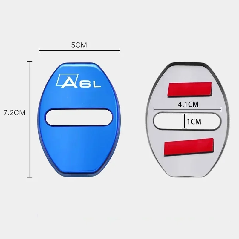 4pcs/set Car Door Lock Anti-rust Cover Case Protective Stickers Replacement for Audi A6L Logo Car Accessories
