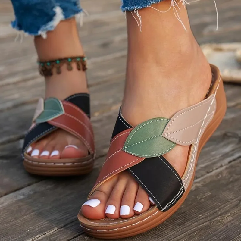 

Summer Women Sandals Shoes Party Ladies Shoes Slides Sandals Ladies Wedge Sandals Woman Non-Slip Footwear Women Slippers Female