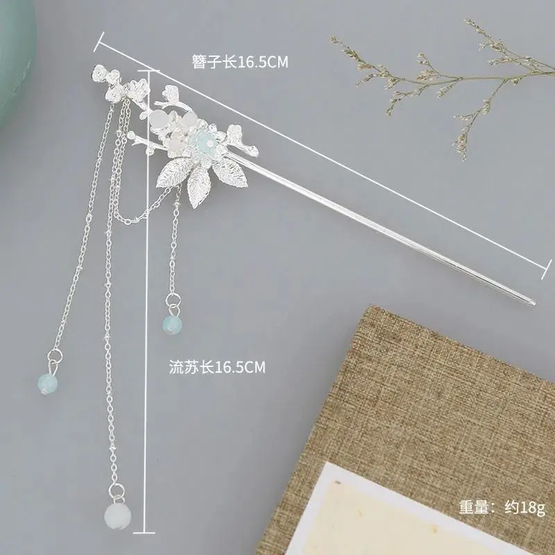 Hanfu Headdress Women Accessories Hairstyle Design Tool New Chinese Style Hairpin Geometric Hair Stick Tassel Hair Stick