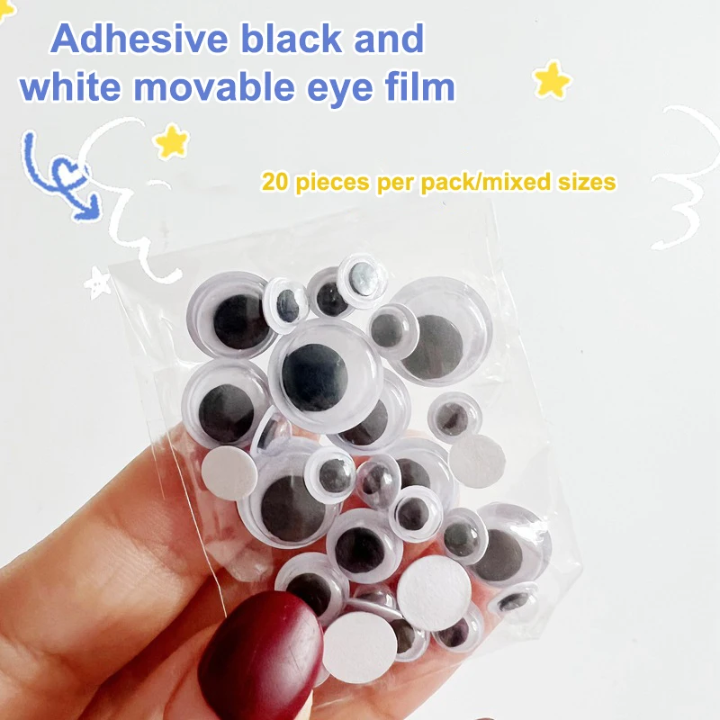 20Pcs Movable Eyes Black White Color Self-Adhesive Eyes For DIY Handmade Animal Doll Accessories Children Craft Supplies