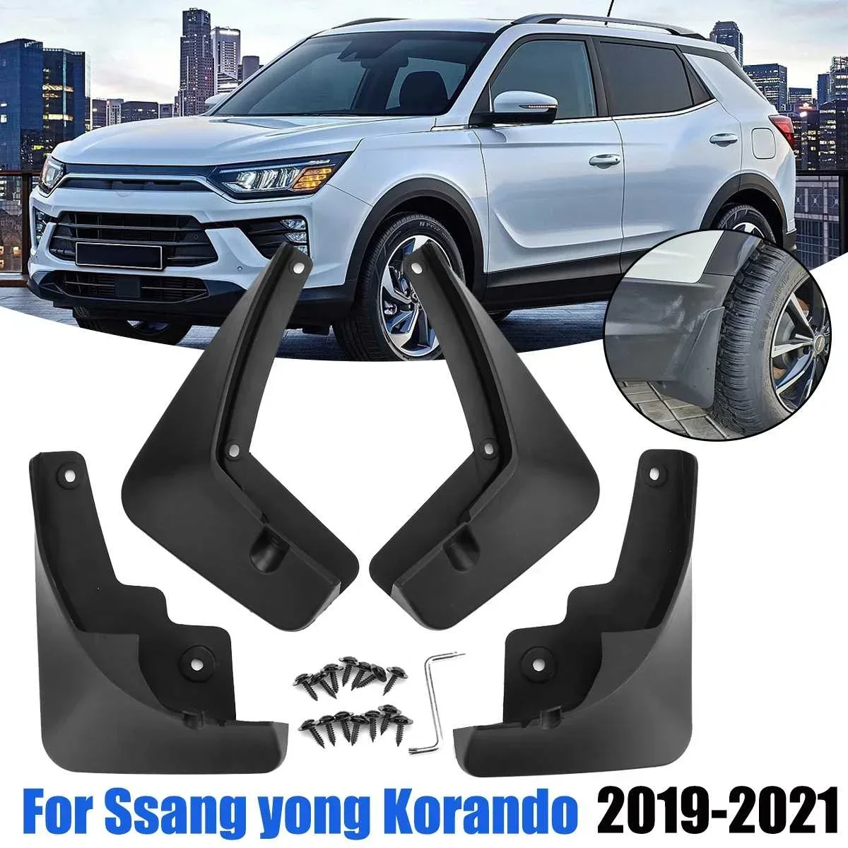 4pcs Set Front Rear Mudflaps Mudguards Fender Mud Flap Guard Car Accessories Auto for Ssang Yong Korando 2019 2020 2021 Body Kit