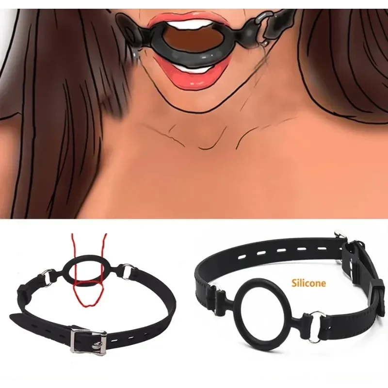 

Full Silicone O Ring Gag Strap,Open Mouth Bite Gag,Fetish Oral Fixation BDSM Toys,Sex Slave Bondage Muzzle SM Couple Flirt Tools