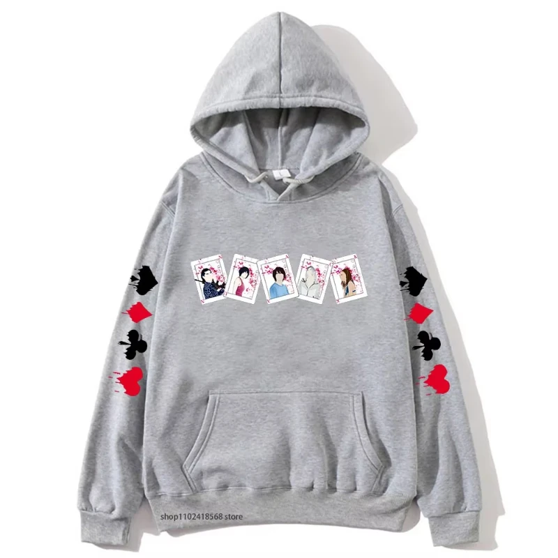 أليس في بوردرلاند هوديس للرجال النساء شخصيات بطاقات البلوز Y2k سوداديرا الذكور الملابس Y2k هوديي الشارع الشهير Harajuku