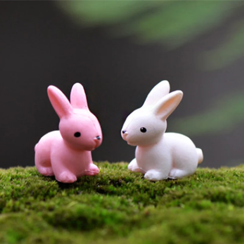 1 Pieces Creative Steppe Grass Rabbit Lovely Hare Model Small Statue Little Figurine Crafts Figure Ornament Miniature Pastoral