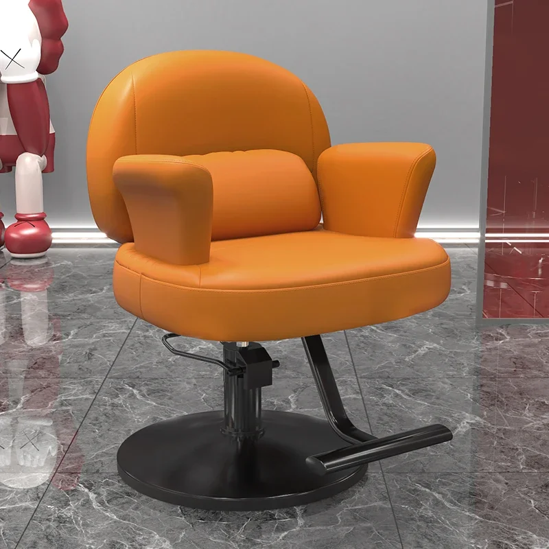 

Reclining Chair Hairdresser Barber Chairs For Barbershop Shop Luxury Makeup Professional Scissors Hydraulic Ergonomic Pink Red