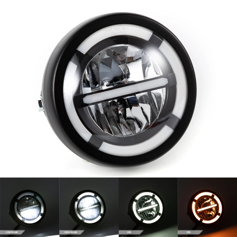 For Harley Cruisers Sportster Cafe Racers Honda Yamaha Suzuki Custom 12V 6.5" Inch Motorcycle Retro Headlight Motorcycle Parts - Image 2