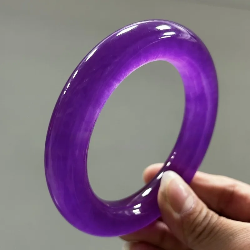 Purple Quartzite Jade Round Bar Bracelet, Elegant Temperament Trendy Jewelry