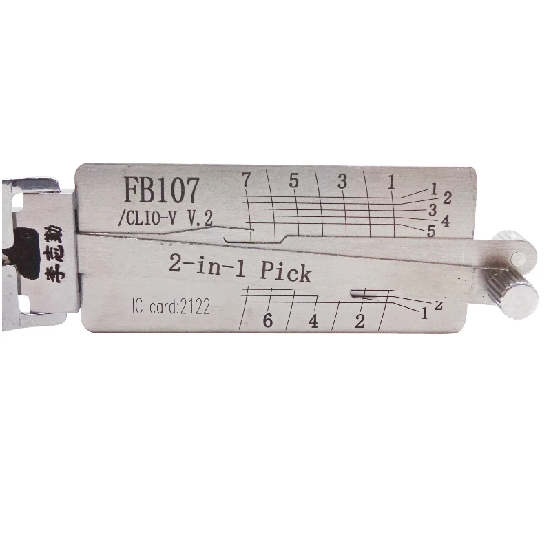 Lishi FB107 CLI0-V 2 in 1 Locksmith Tool Lock Pick & Decoder Vertical Milling for Renault Models