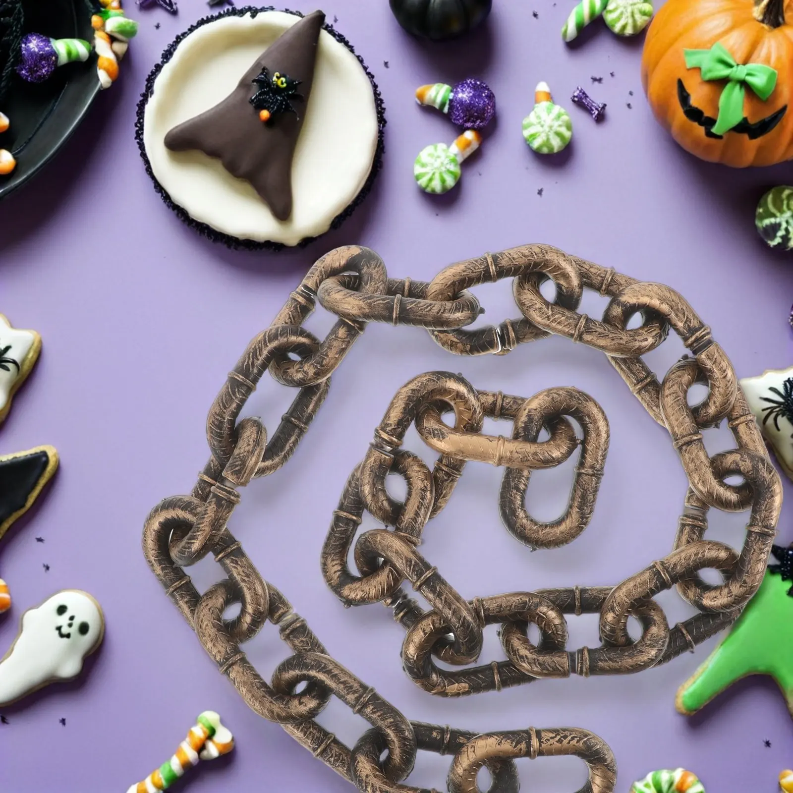 

3Pcs Black Plastic Halloween Chains Realistic Simulation Spooky Decorative Link Chain for Cosplay Costume Haunted House Theme