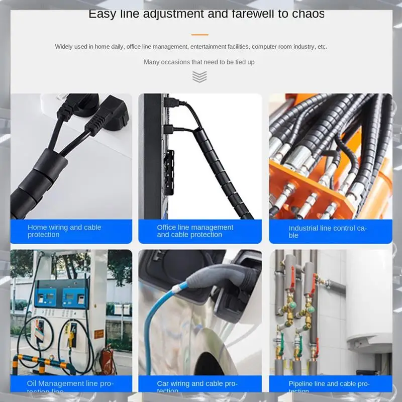 

Flexible Spiral Cord Organizer Storage Line Protector Black Plastic Desktop Tidy Cable Accessories
