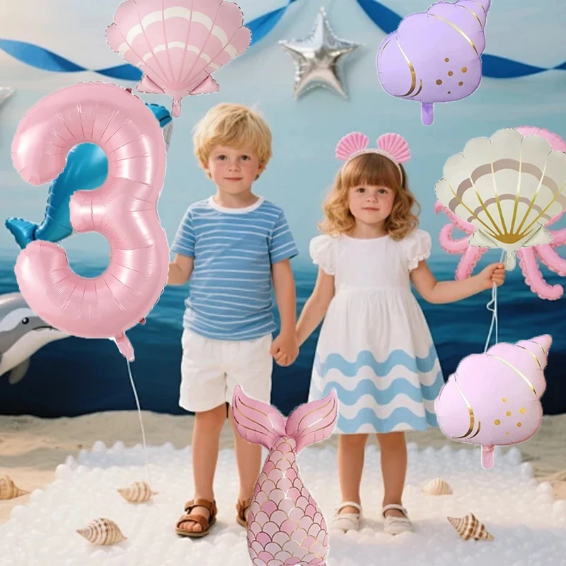 Ensemble de 7 ballons sirène pour décoration, idéal pour les réunions de famille, les fêtes d'anniversaire, les célébrations de mariage, les ornements de festival, les ballons chiffres.