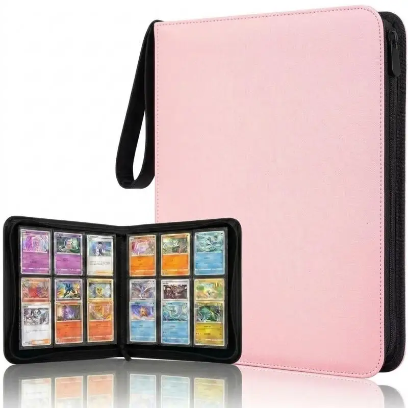 360 Card Slot Card Book Grid Pattern Solid Color Full Zipper Dustproof and Waterproof Nine Grid Storage Bag