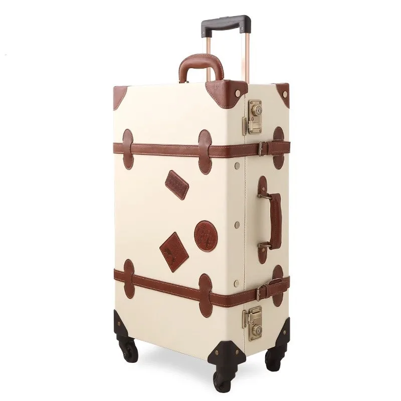 Retro Suitcase Trolley Luggage Set  Women Cabin Travel suitcase Rolling Luggage Bag Universal Wheel 20 inch Men Password Trunk