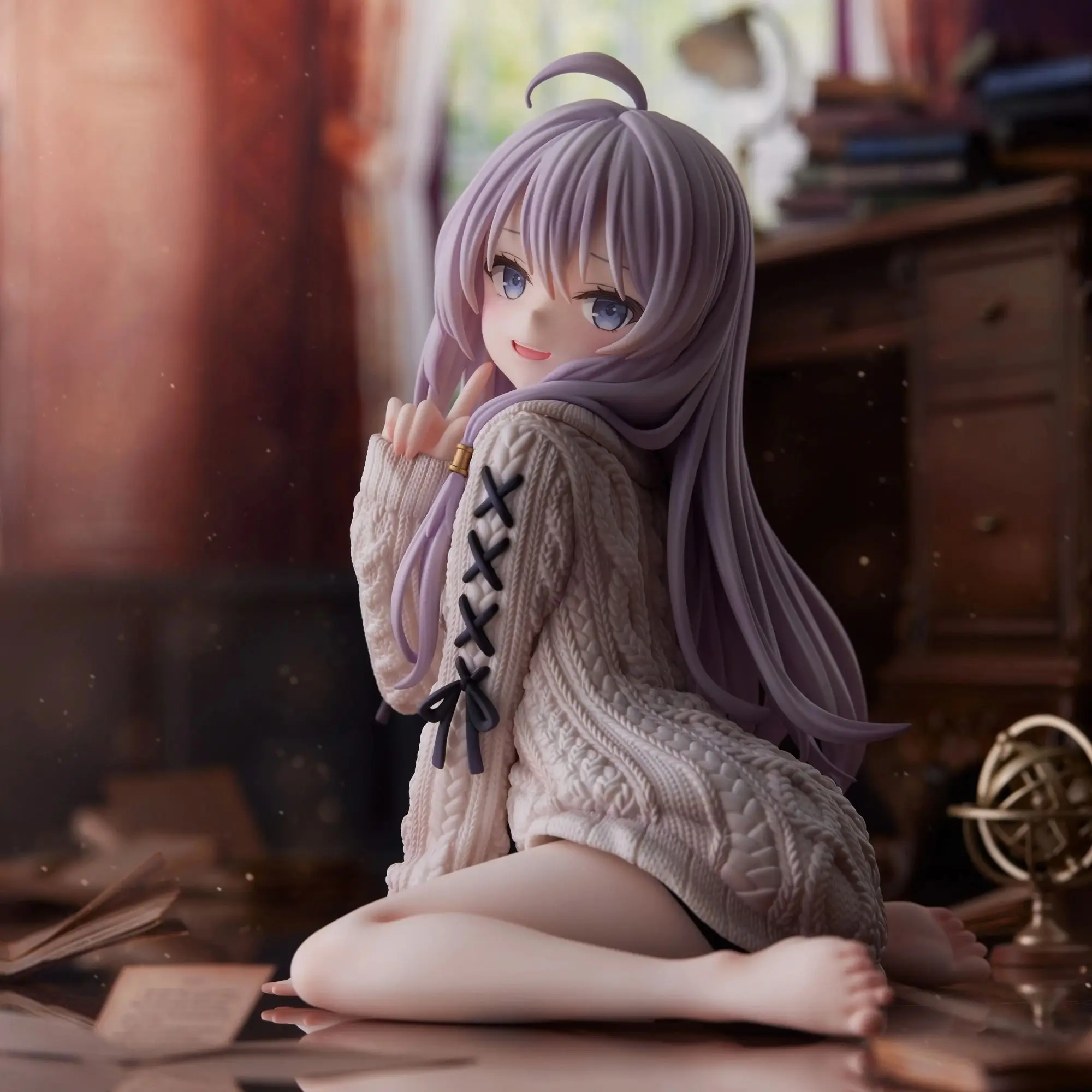 Figura de Anime The Journey of Elaina de 15cm, vestido de punto, figura de acción de bruja Elaina, colección de PVC, modelo de muñeca, juguetes para regalos de navidad