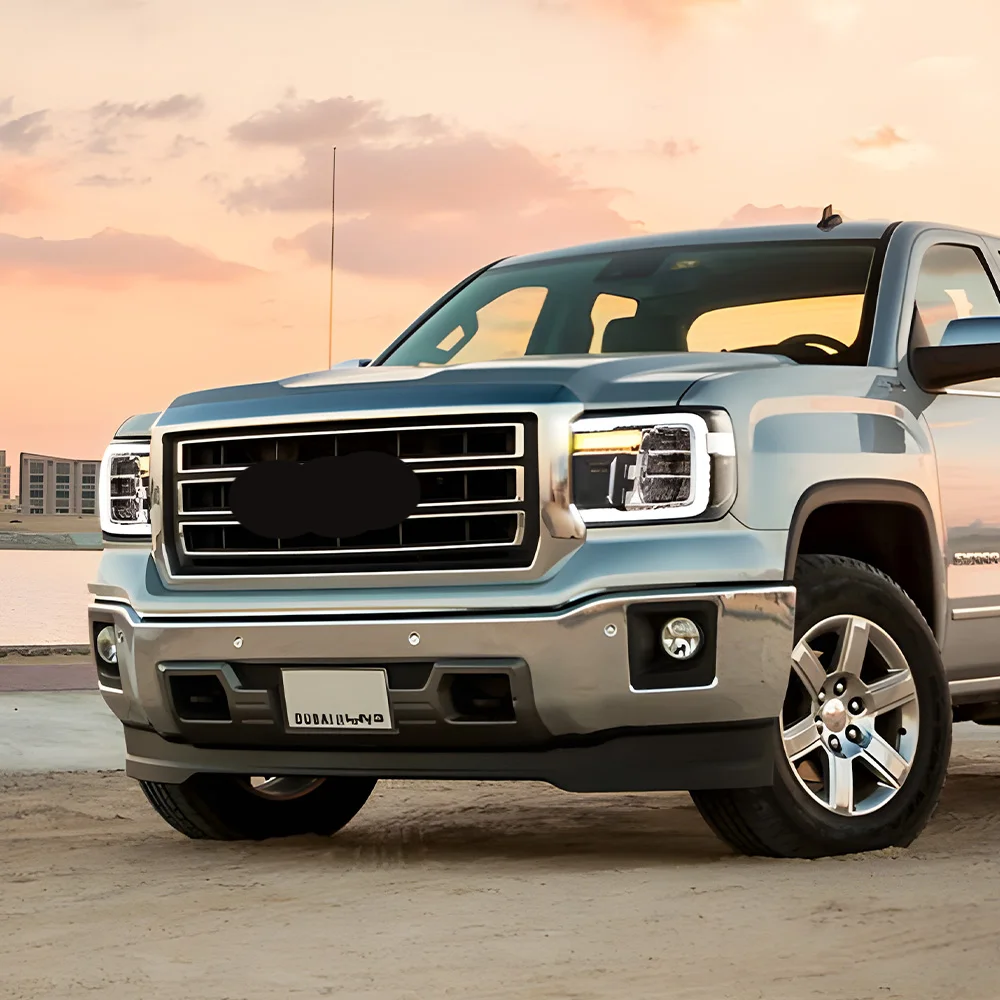 مصابيح السيارة الأمامية لسيارة جي إم سي سييرا 2007-2013 LED مجموعة المصابيح الأمامية للسيارات ترقية عالية الجودة ملحقات عدسة العرض الديناميكي