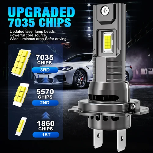 Imagen 2 del producto Kit de faros LED H7 de 30000LM, Mini bombilla Led Canbus H7 de 130W, 3570 CSP para faros de coche, faros antiniebla para automóvil Turbo, 12V, 6500K