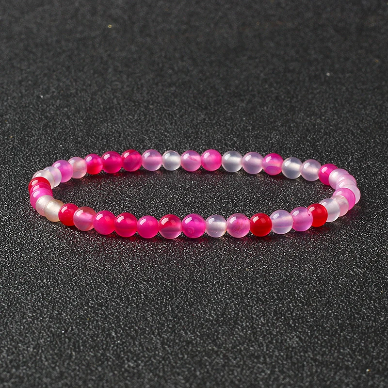 4MM Reiki Naturstein Perlen Armbänder Für Frauen Männer Achat Lava Stretch-Armband Großhandel Tiny Armreifen Handgemachte Einfache schmuck