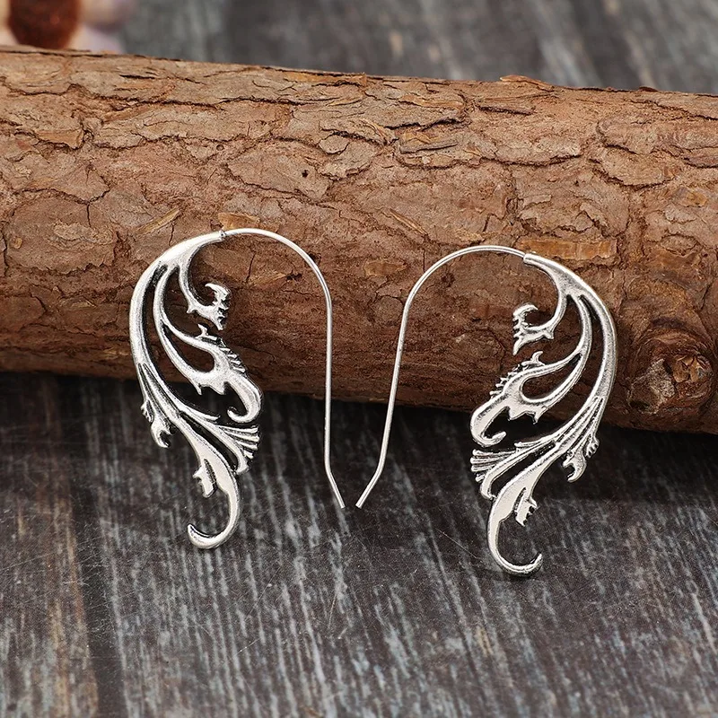Vintage Leaf Hollow Earrings Geometric Creativity Silver Color Dangle Earrings for Women Jewelry