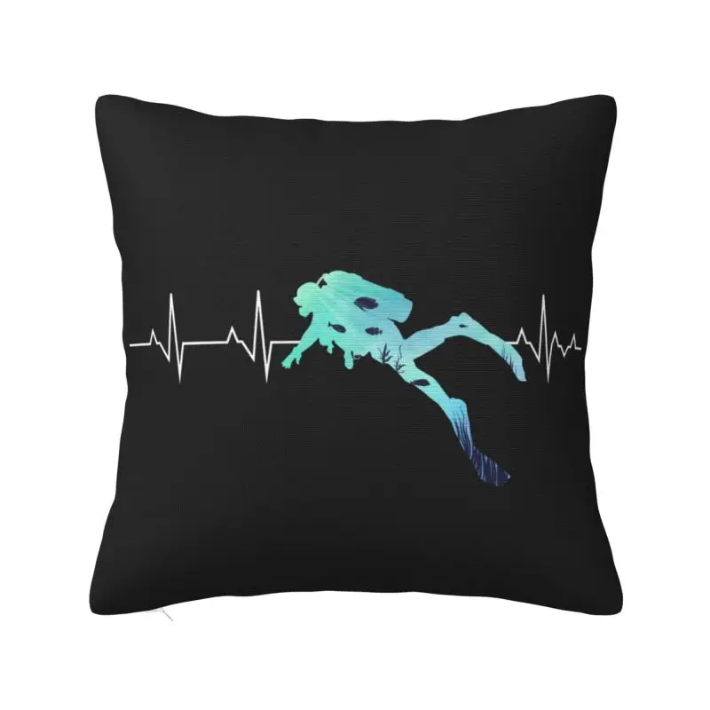 Modern Scuba Diving Heartbeat Cushion Cover 50*50 cm Velvet Dive Diver Throw Pillow Case Decoration Sofa Chair Pillowslip
