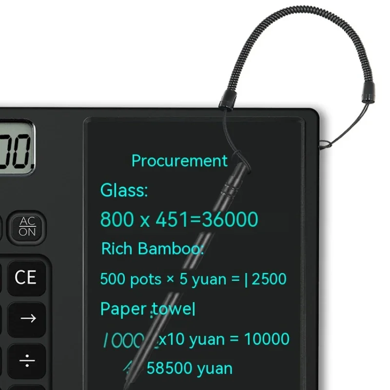 12-digit Solar LCD Handwriting Tablet Calculator Solar Button Battery Dual Power Supply Straight Tablet Business Office Student