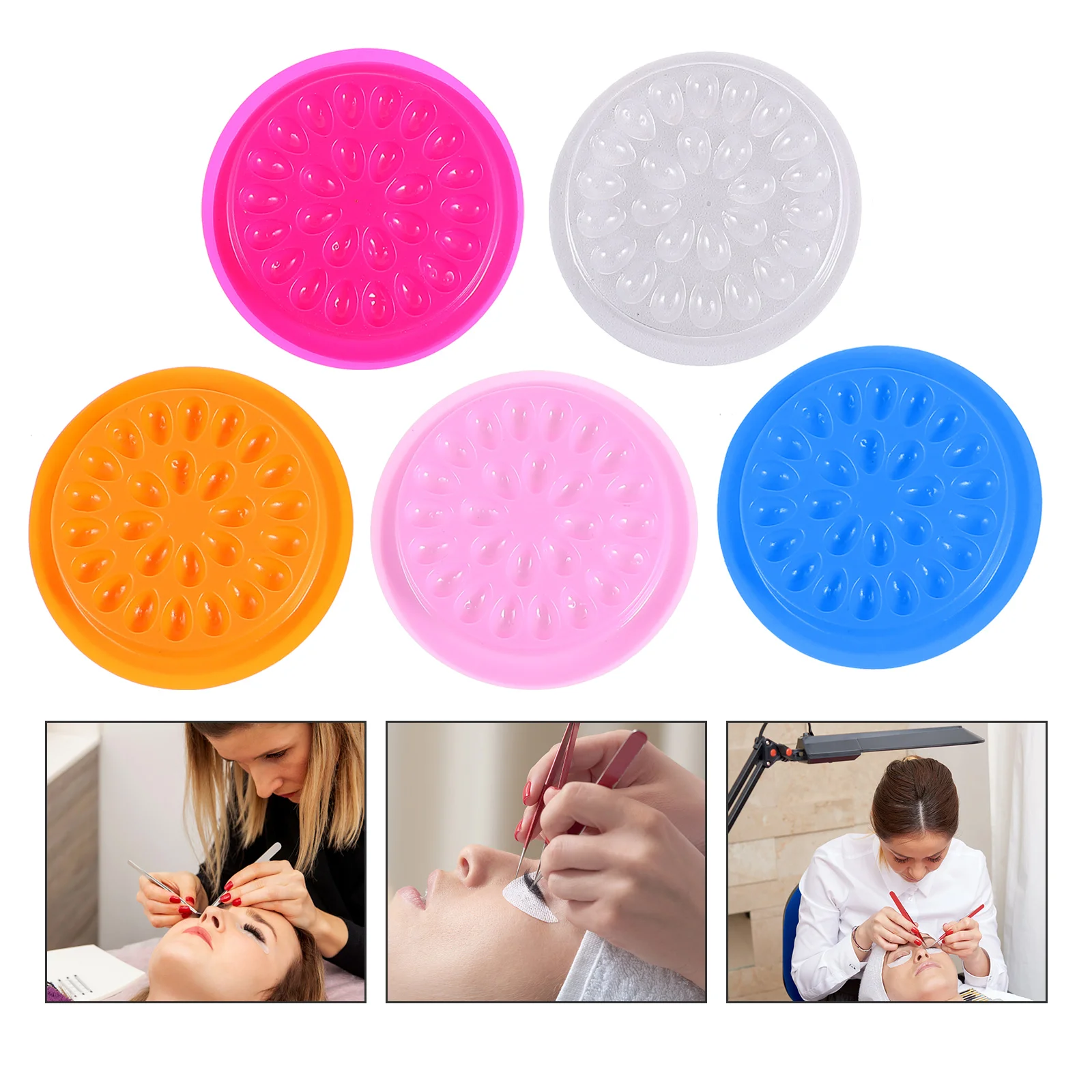 Bandeja de suporte de cola para cílios, 20 peças, extensão de cílios postiços, almofada para pigmento adesivo, tinta portátil, acessório de ferramenta de chicote