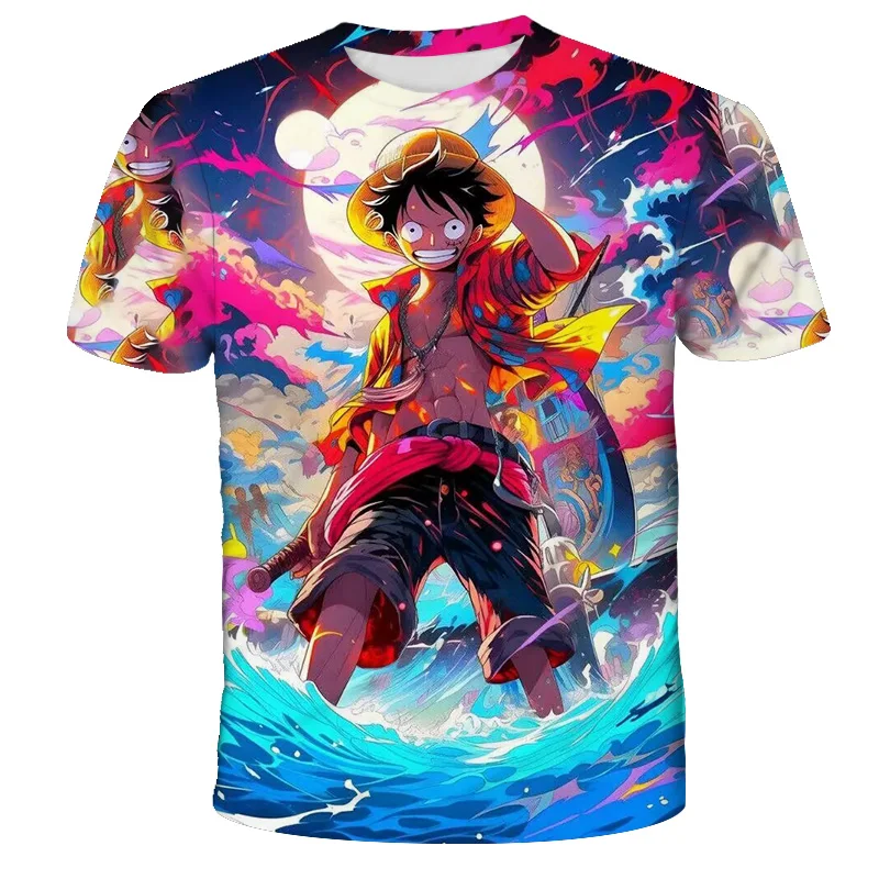 Fashion Kid Anime One Piece Luffy T Shirt Boy Clothing Kids Boys Tshirt Children T-shirt Summer Short Sleeve Tops Tees