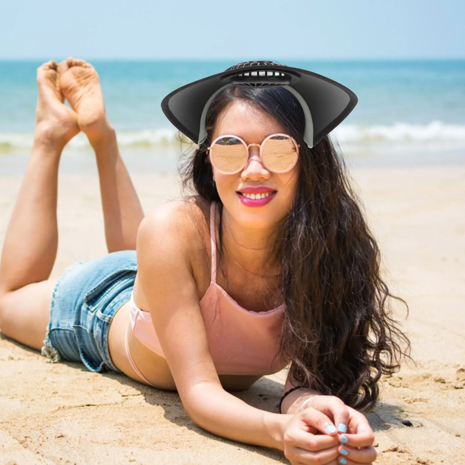 

Charging Fan Hat ABS Cotton PVC Lightweight Hollow Design Wide Brim Sun Protection Rechargeable Fan Adjustable Angle Beach
